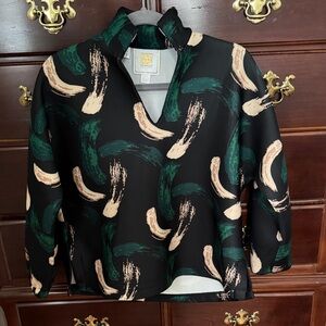 Elegant Black and Green Women's Top